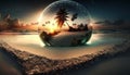 lense ball with sunset or sunrise view Royalty Free Stock Photo