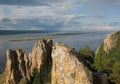 Lenskie Stolby National Nature Park in Lena river, wild mountain