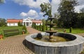 Lensky\'s estate with a fountain. Park-museum of interactive history of Sula in Belaru
