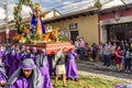 Lent procession walks over carpet, Antigua, Guatemala