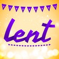 Lent purple ribbon vector lettering, religious tradition
