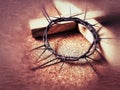 Lent Season,Holy Week and Good Friday Concepts - crown of thorns background. Stock photo.