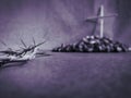 Lent Season,Holy Week and Good Friday concepts - the half image crown of thorns in purple vintage background Royalty Free Stock Photo