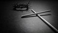 Lent Season,Holy Week and Good Friday concepts - image of cross shape made of wood in vintage background