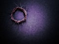 Lent Season,Holy Week and Good Friday concepts - image of crown of thorns in dark purple vintage background Royalty Free Stock Photo