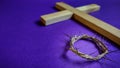 Lent Season,Holy Week and Good Friday concepts -image of crown of thorns in purple vintage background Royalty Free Stock Photo