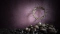 Lent Season,Holy Week and Good Friday concepts - image of crown of thorns with stones in purple vintage background Royalty Free Stock Photo