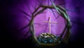 Lent Season,Holy Week and Good Friday concepts - the image crucifix in blurry purple vintage background