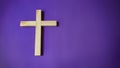 Lent Season,Holy Week and Good Friday concepts - image of wooden religious cross in purple vintage background Royalty Free Stock Photo