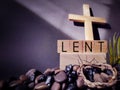 Lent Season,Holy Week and Good Friday concepts - LENT text in purple vintage background. Stock photo. Royalty Free Stock Photo