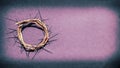 Lent Season,Holy Week and Good Friday concepts - photo of crown of thorns in purple vintage background Royalty Free Stock Photo