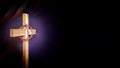 Lent Season,Holy Week and Good Friday concepts - photo of wooden cross in purple vintage background