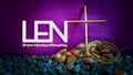 Lent Season,Holy Week and Good Friday concepts - text Lent prayer fasting almsgiving with purple vintage background