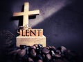 Lent Season,Holy Week and Good Friday Concepts - LENT text with purple vintage background. Stock photo.