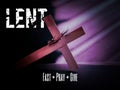 Lent Season,Holy Week and Good Friday concepts - text lent fast pray give with cross shaped in purple vintage background Royalty Free Stock Photo