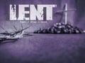 Lent Season,Holy Week and Good Friday concepts - text lent fast pray give with purple vintage background