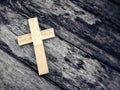 Lent Season,Holy Week and Good Friday concepts - wooden cross shaped image with vintage background. Stock photo. Royalty Free Stock Photo