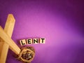 Lent Season,Holy Week and Good Friday concepts - word LENT on wooden blocks in purple vintage background. Stock photo. Royalty Free Stock Photo