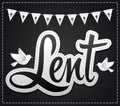 Lent vector lettering, religious tradition illustration with cross and doves