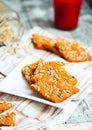 Lenten cookies on the basis of tomato juice with seeds