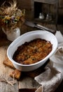 Lenten potato casserole. Potato-Kugel Casserole. Jewish cuisine.