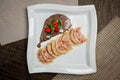 Lenten, vegetarian menu - vareniki with cherries and strawberry sauce