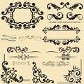 Vector set of calligraphic design elements and floral frames Royalty Free Stock Photo