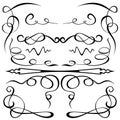 Vector set of calligraphic design elements and floral frames, corner, lines and floral frames, corner, lines Royalty Free Stock Photo