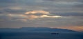 Lenticular cloud, altocumulus, lenticularis, formed over Rijeka bay Royalty Free Stock Photo
