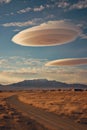 lenticular clouds hovering above a remote landscape
