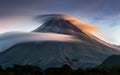 Lenticular clouds with Mount Merapi