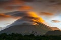 Lenticular clouds Mountain merapi at sunrise 2 Royalty Free Stock Photo