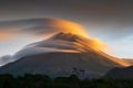 Lenticular clouds Mountain merapi at sunrise Royalty Free Stock Photo