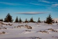 Lenticular clouds over scenic landscape Royalty Free Stock Photo