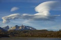 Lenticular clouds over Torres del Paine Royalty Free Stock Photo