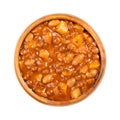 Lentil and bean stew, french stew, in a wooden bowl Royalty Free Stock Photo