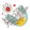 LENTIL ON BRANCH Flower Collage Sketched Bird Packaging Art