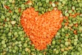 Lentil heart in peas Royalty Free Stock Photo