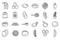 Lentil icons set outline vector. Bean bread