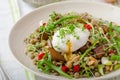 Lentil salad with poached egg Royalty Free Stock Photo