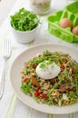 Lentil salad with poached egg Royalty Free Stock Photo