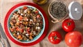 Lentil salad with tomatoes and onions Royalty Free Stock Photo