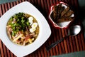 Lentil soup with bacon and pasta Royalty Free Stock Photo