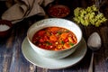 Lentil soup with carrots and pepper. Recipes. German cuisine Royalty Free Stock Photo