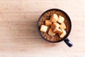 Lentil soup with croutons in little bowl Royalty Free Stock Photo