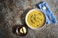 Lentil soup with lemon on the side Royalty Free Stock Photo