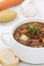 Lentil soup stew with lentils closeup Royalty Free Stock Photo