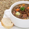 Lentil soup stew with many lentils closeup healthy eating Royalty Free Stock Photo