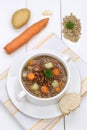 Lentil soup stew with vegetables lentils in bowl Royalty Free Stock Photo