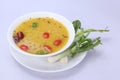 lentil soup with tangy tomatoes.delicious tomato dal served in a white bowl.tomato pappu Royalty Free Stock Photo